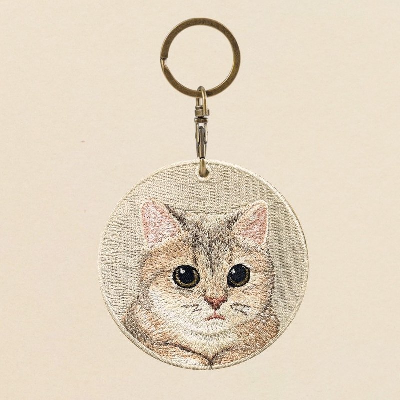 EMJOUR 双面刺绣吊饰 -蓝金渐层英短 | 仿真刺绣 - 吊饰 - 绣线 