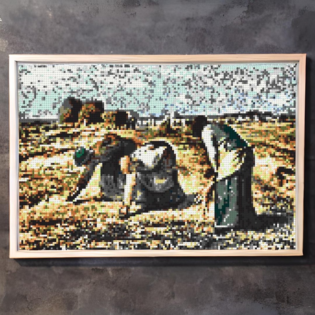 【装饰】积木名画挂画: 拾穗 - 米勒 定制化 gift - 海报/装饰画/版画 - 塑料 卡其色