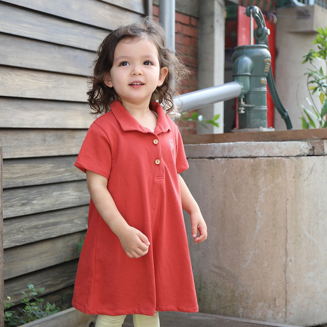 【童装】ㄞˋ心印花洋装polo衫-两色 - 童装上衣 - 棉 多色