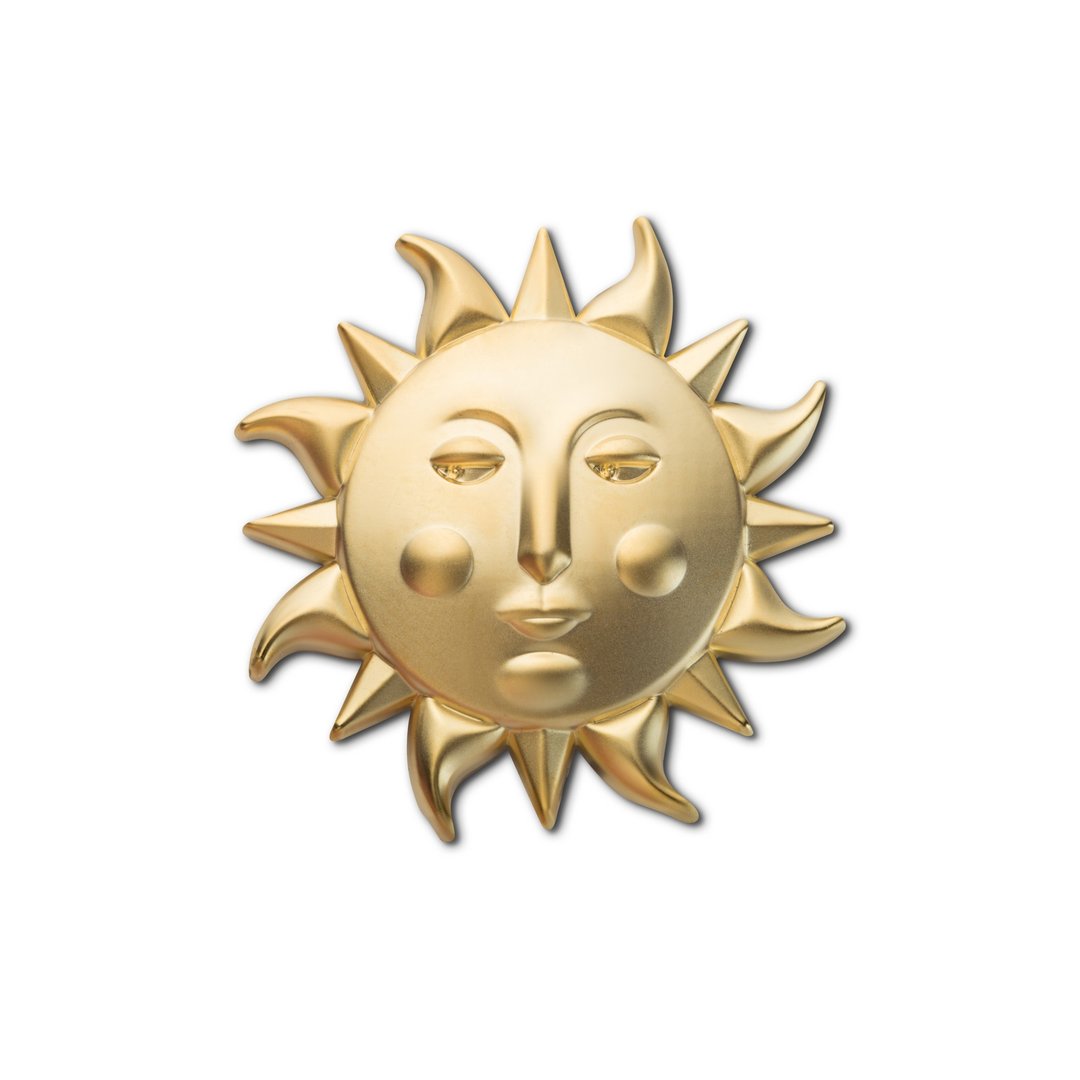 金针太阳 - 徽章/别针 - 珐琅 金色