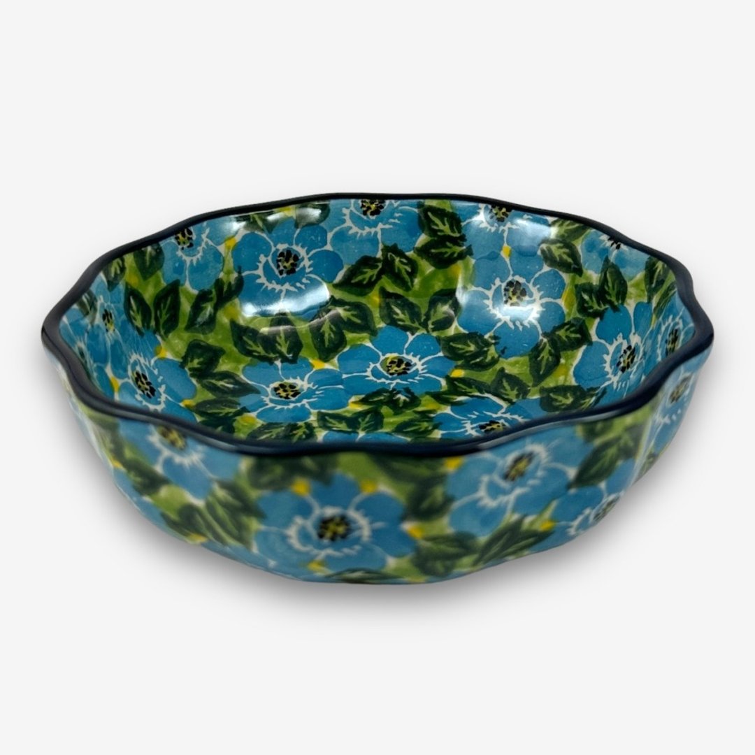 波兰手绘手工陶-波浪碗 12cm 富贵蓝系列 设计师款 - 盘子/餐盘/盘架 - 陶 蓝色