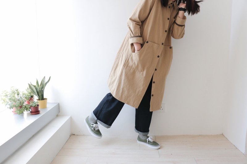 自家制/杏色外套 - 女装休闲/机能外套 - 棉．麻 多色