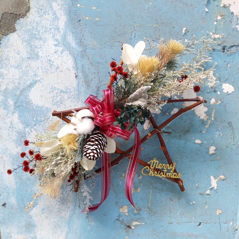 漫森态 干燥花花圈 圣诞花圈 星形花圈 - 干燥花/捧花 - 植物．花 白色