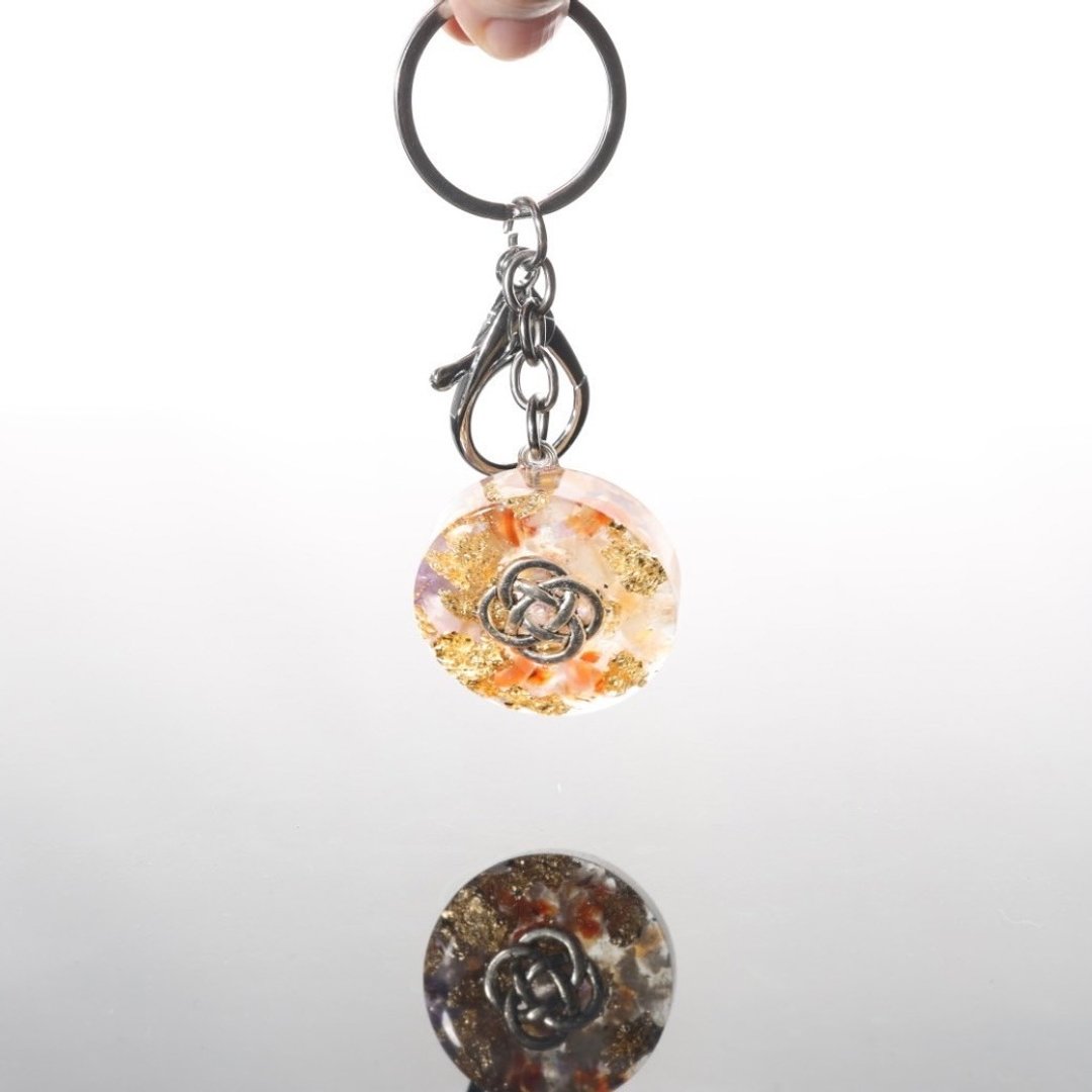 【圣诞饰品】水晶之歌凯尔特结2奥刚钥匙圈可改项链-人缘强化 - 钥匙链/钥匙包 - 水晶 橘色
