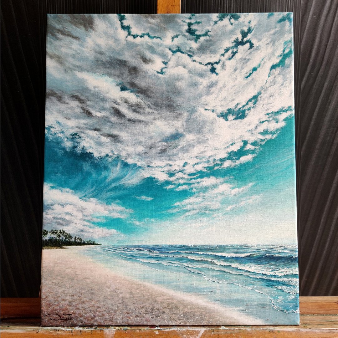 【广阔无垠】海滩丙烯画原作 | 唯美海浪自然风景 | 客厅书房挂画 - 海报/装饰画/版画 - 棉 