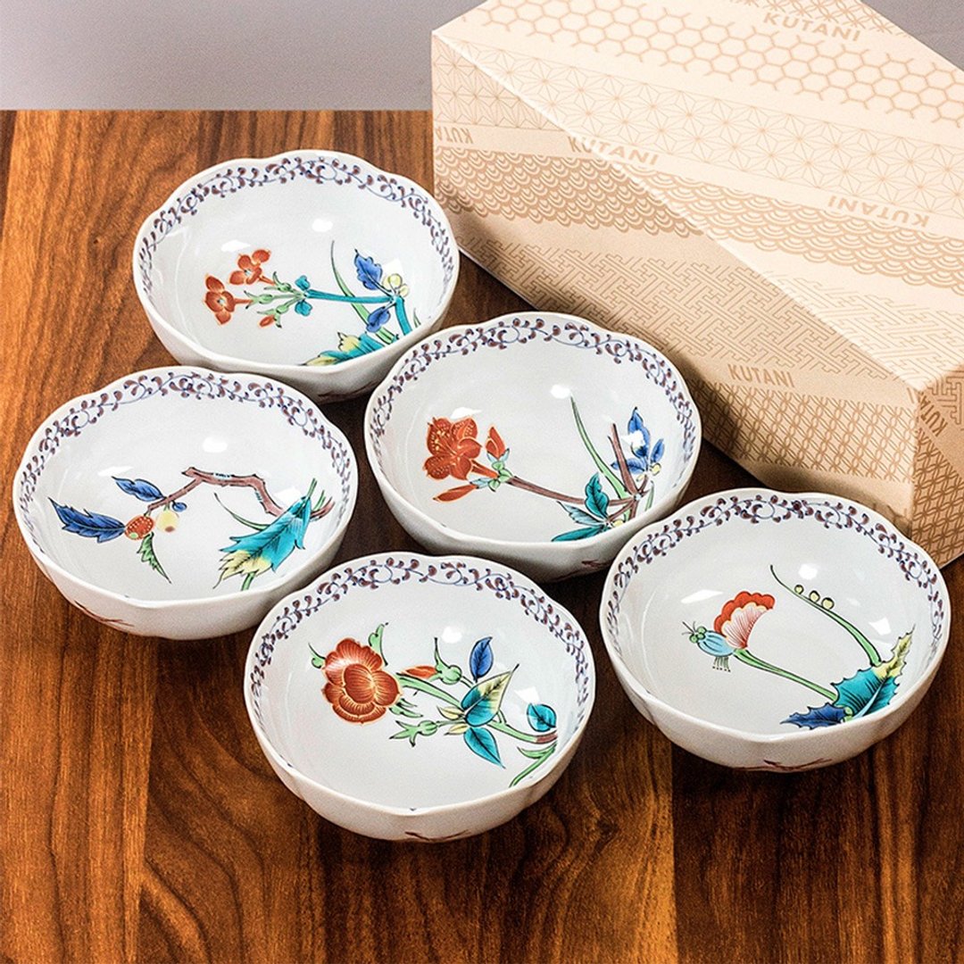 日本进口九谷烧幸山月仙花卉日式家用陶瓷碗汤钵菜碗面碗中钵餐具 - 碗 - 瓷 