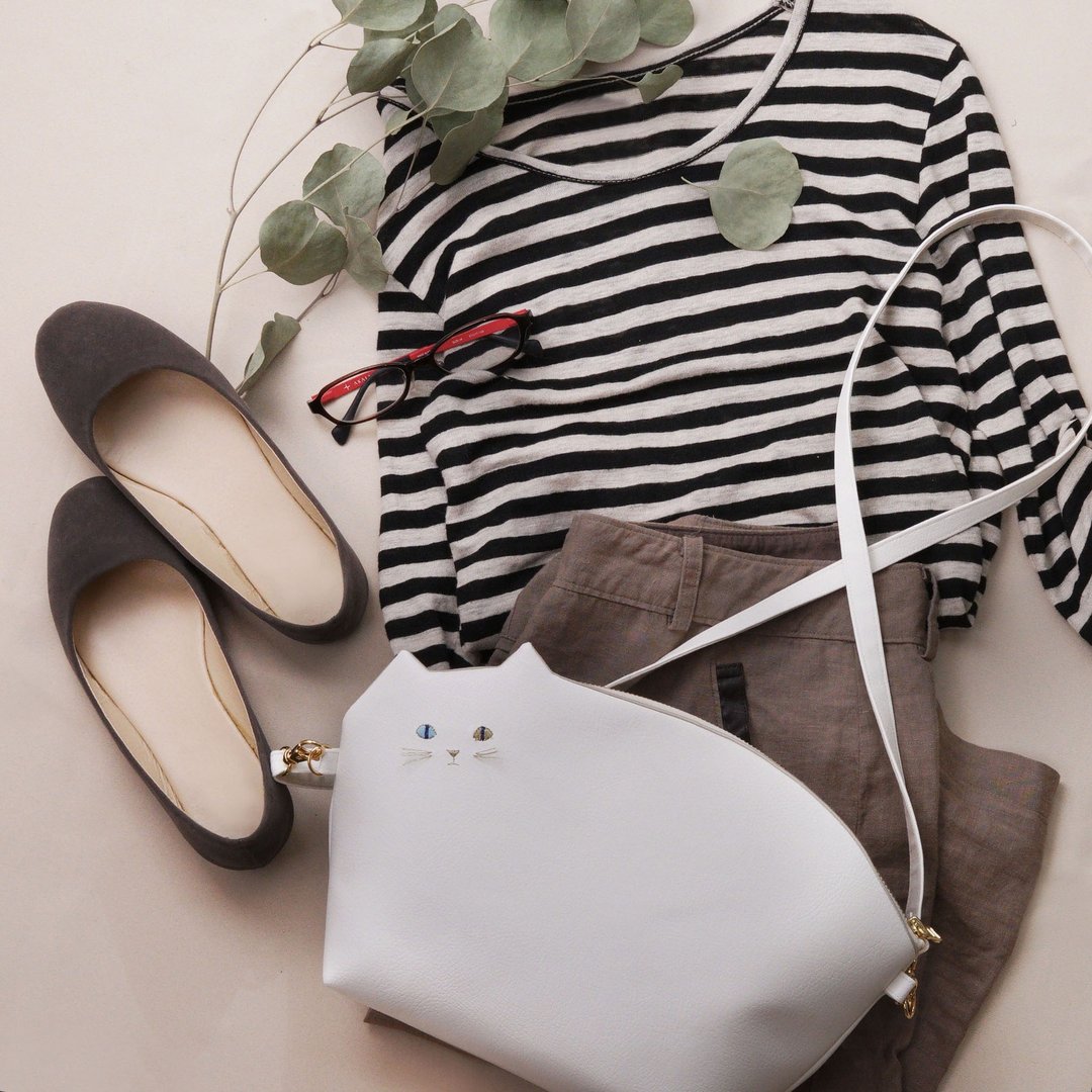 BIG size Bearded white cat's handbag Pochette 2way 【Make-to-order production】 - 其他 - 其他材质 白色