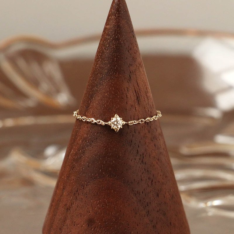 Visel 光芒单钻链戒 - 戒指 - 贵金属 金色