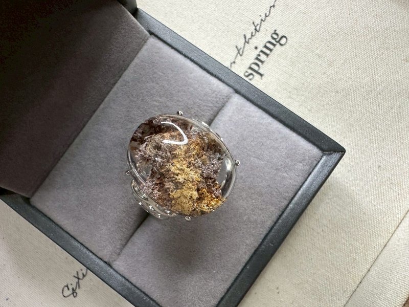 紫粉黄幽灵水晶 s 925银戒 - 戒指 - 水晶 