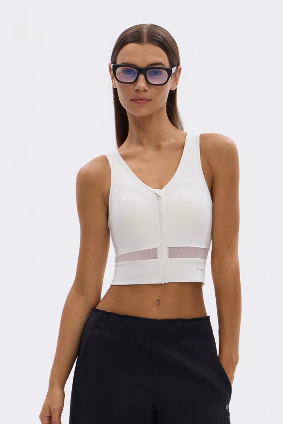 Sinea Front Zip Tank - 女装运动内衣 - 棉．麻 白色