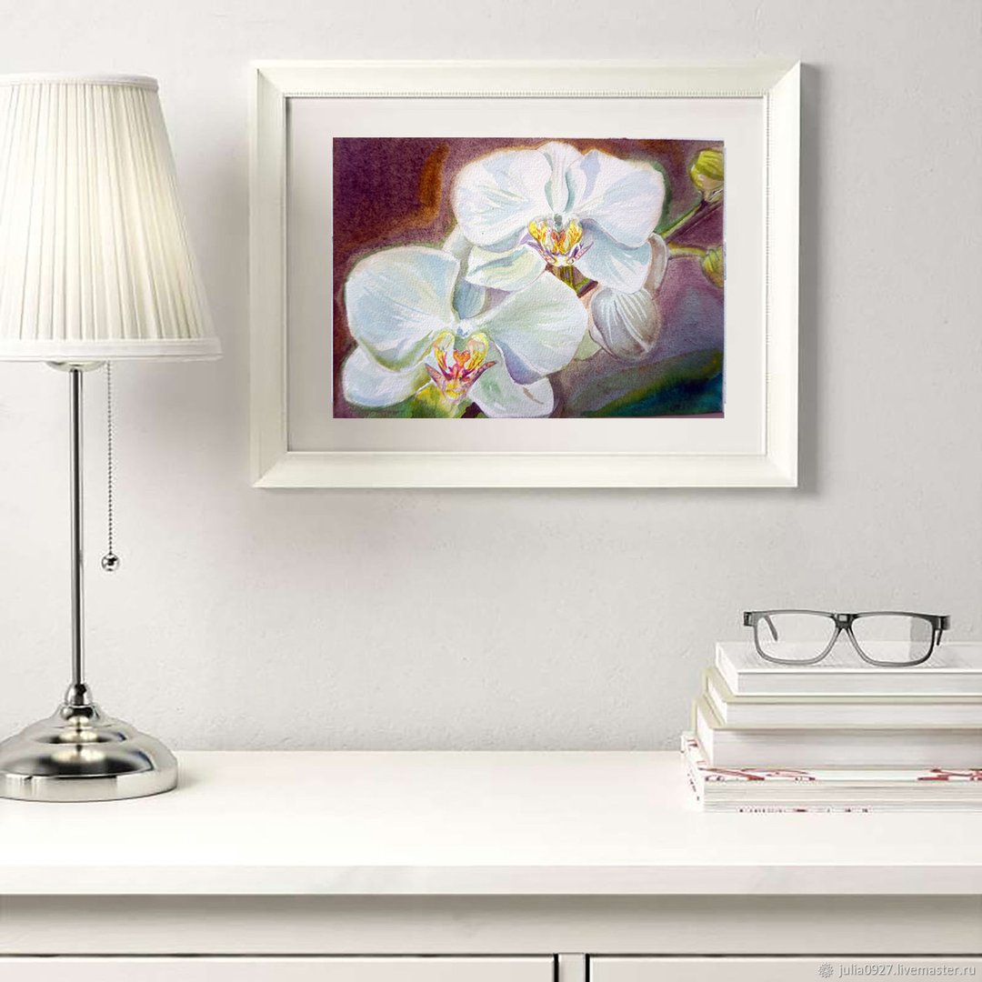花卉兰花绘画水彩原创花卉艺术花卉绘画 - 海报/装饰画/版画 - 纸 咖啡色