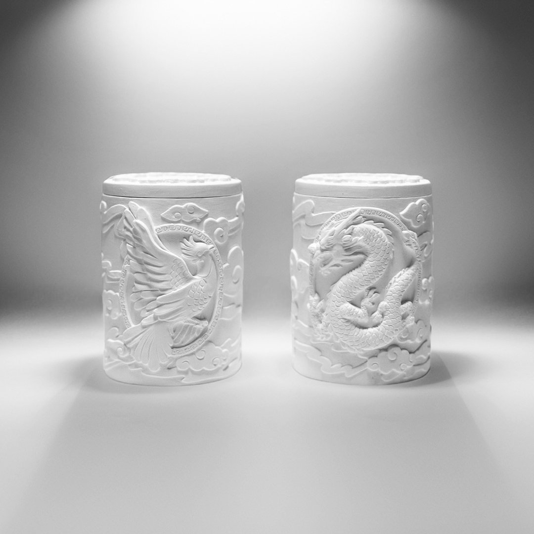 龙鳯香薰蜡烛 - 香薰/精油/线香 - 水泥 白色