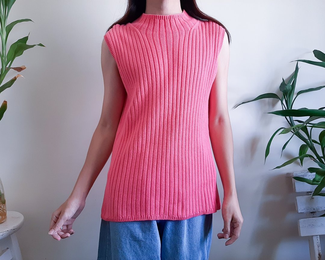 TOMMY HILFIGER 粉色高领毛衣背心棉质针织衫 XL 码 - 女装针织衫/毛衣 - 棉 粉红色