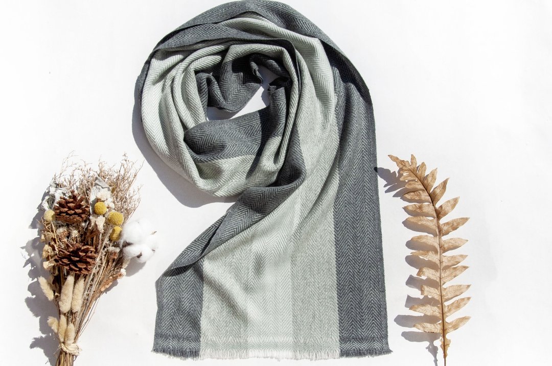 喀什米尔Cashmere/针织围巾/纯羊毛围巾/羊毛披巾-厚款条纹日本 - 围巾/披肩 - 羊毛 多色
