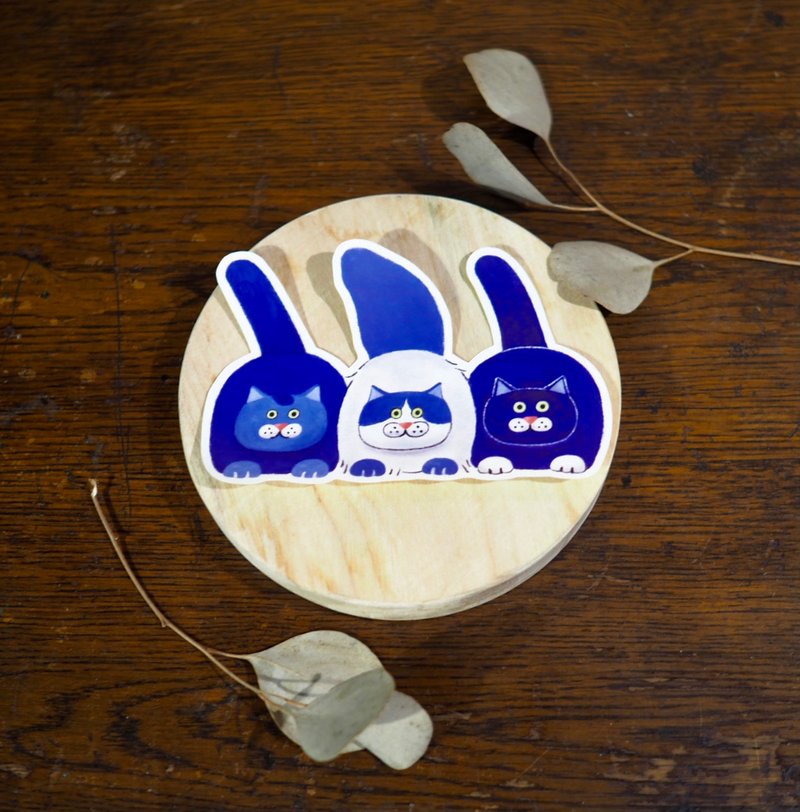 山猫神排排坐 防水大贴纸 - 贴纸 - 纸 蓝色