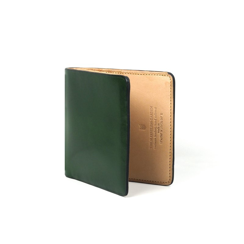 Square bifold wallet /Moss GREEN - 皮夹/钱包 - 真皮 绿色