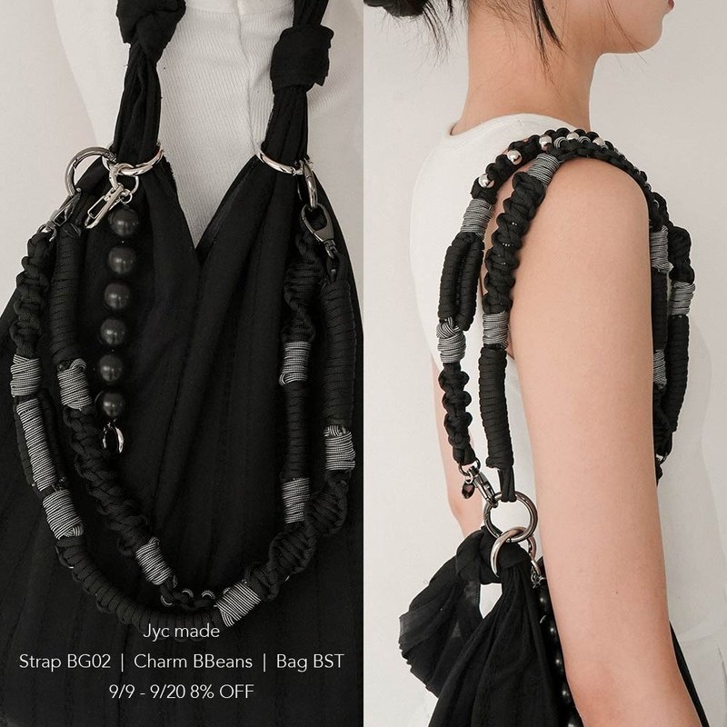 Multi-Use Strap 多功能背绳 黑条纹银珠 - 挂绳/吊绳 - 聚酯纤维 