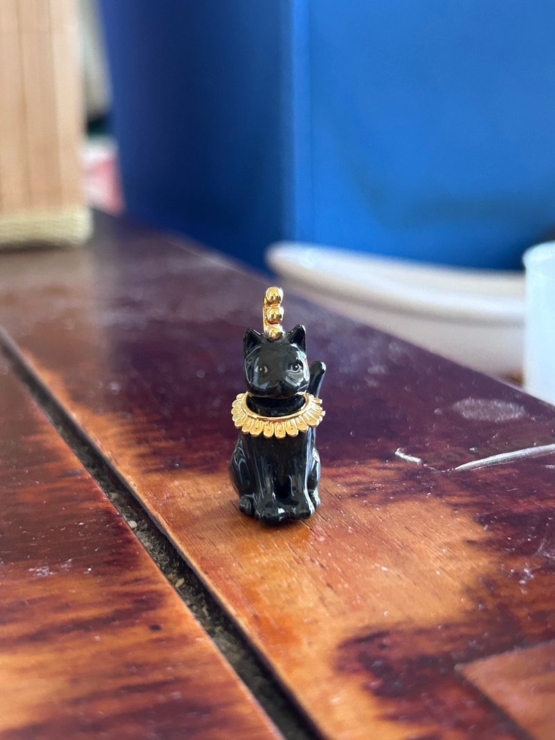 yunique BACKYARD 喵喵波浪领黑猫咪珐琅项链 - 项链 - 珐琅 