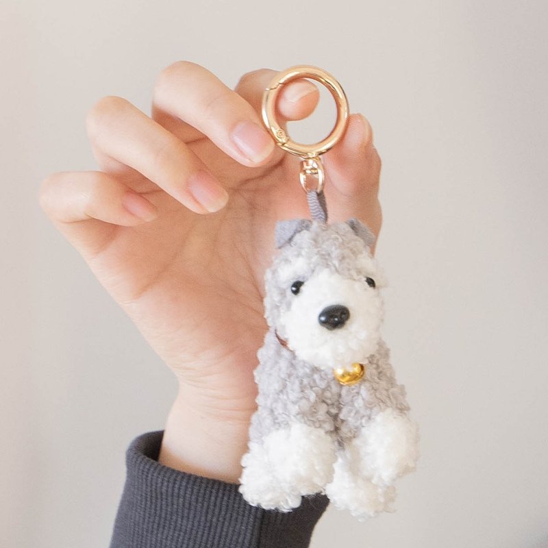 卷卷绒 雪纳瑞吊饰【300039】 - 钥匙链/钥匙包 - 棉．麻 灰色