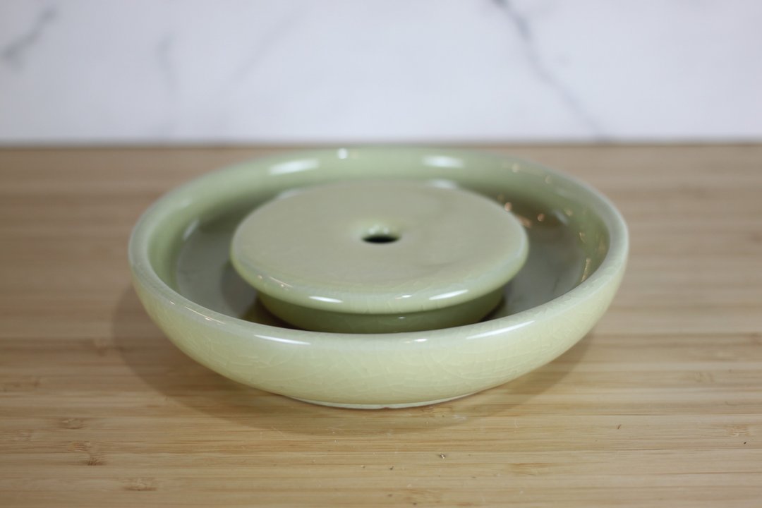 【沐春生活】16cm 米黄 官窑 干泡台 壶承 名家叶敏祥手工作品 - 茶具/茶杯 - 瓷 