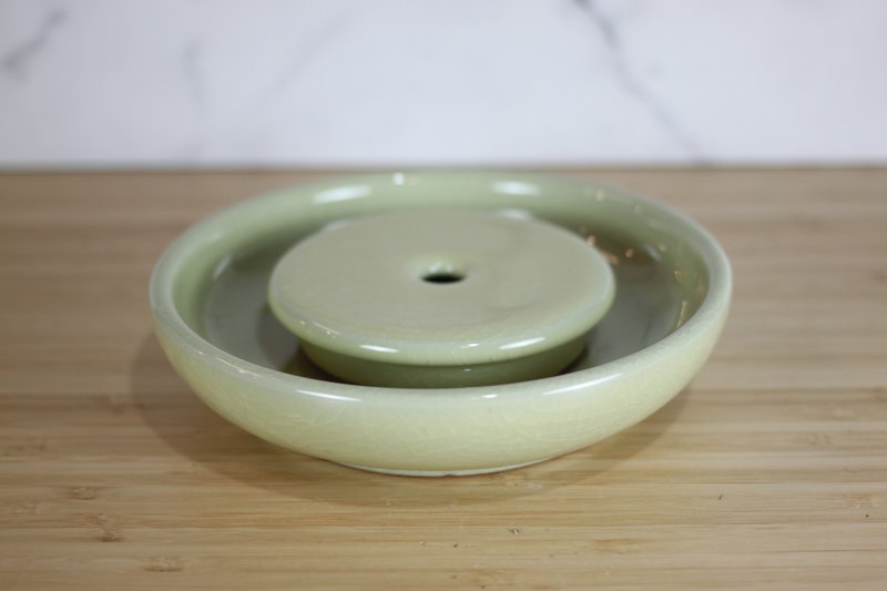 【送礼好物】16cm 米黄 官窑 干泡台 壶承 名家叶敏祥手工作品 - 茶具/茶杯 - 瓷 