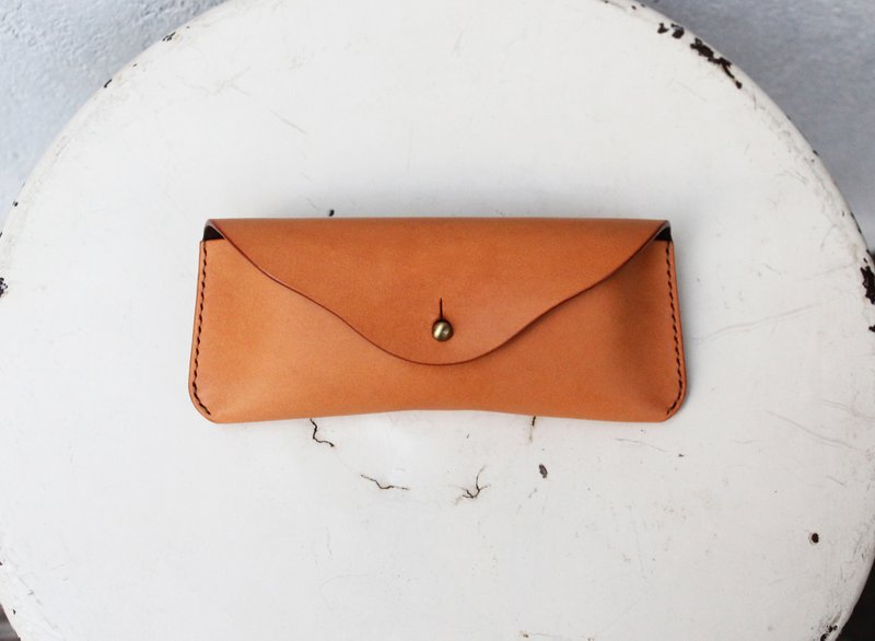 原子扣眼镜皮套 | 意大利焦糖色植鞣革 - 眼镜盒/眼镜布 - 真皮 橘色