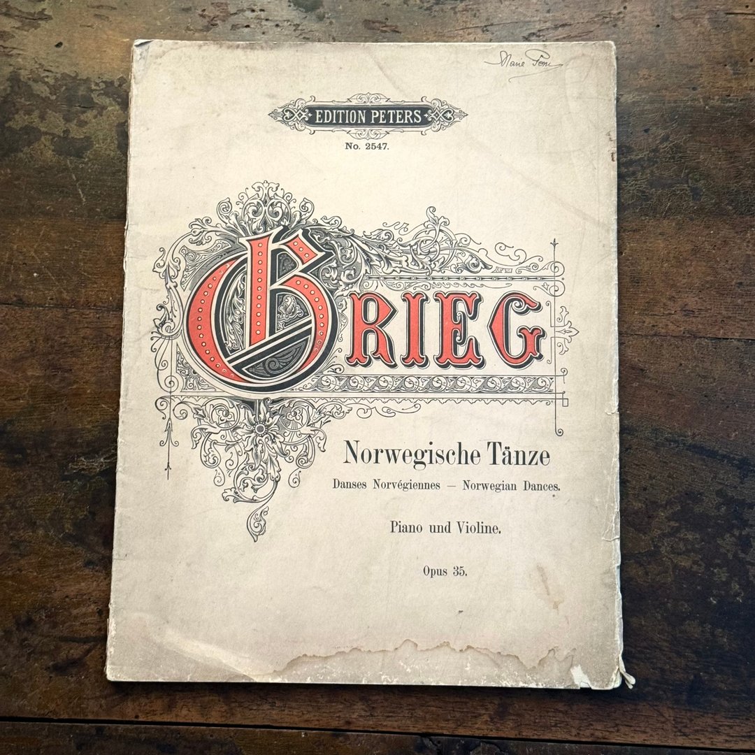 51246-德国 19 世纪末 Grieg 葛利格 挪威舞曲钢琴与小提琴乐谱 - 刊物/书籍 - 纸 