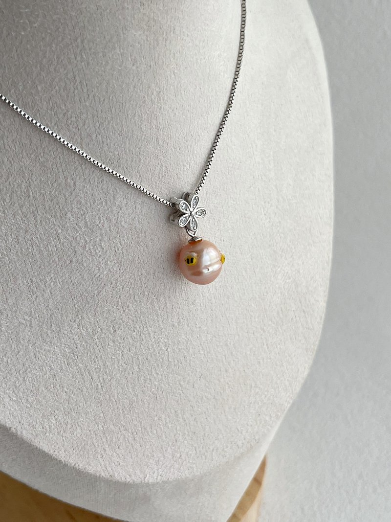 日常淡水珍珠纯银吊坠925银可调校颈链 - 项链 - 珍珠 