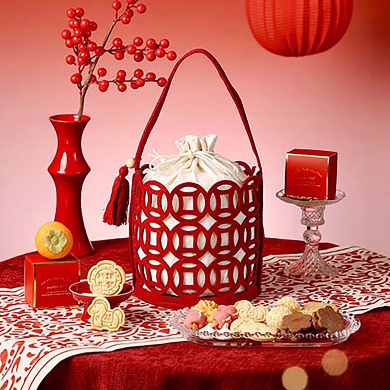 【新年礼盒】马到金来新春福袋/过年礼盒/常温/饼干礼盒/马年礼盒 - 手工饼干 - 新鲜食材 红色