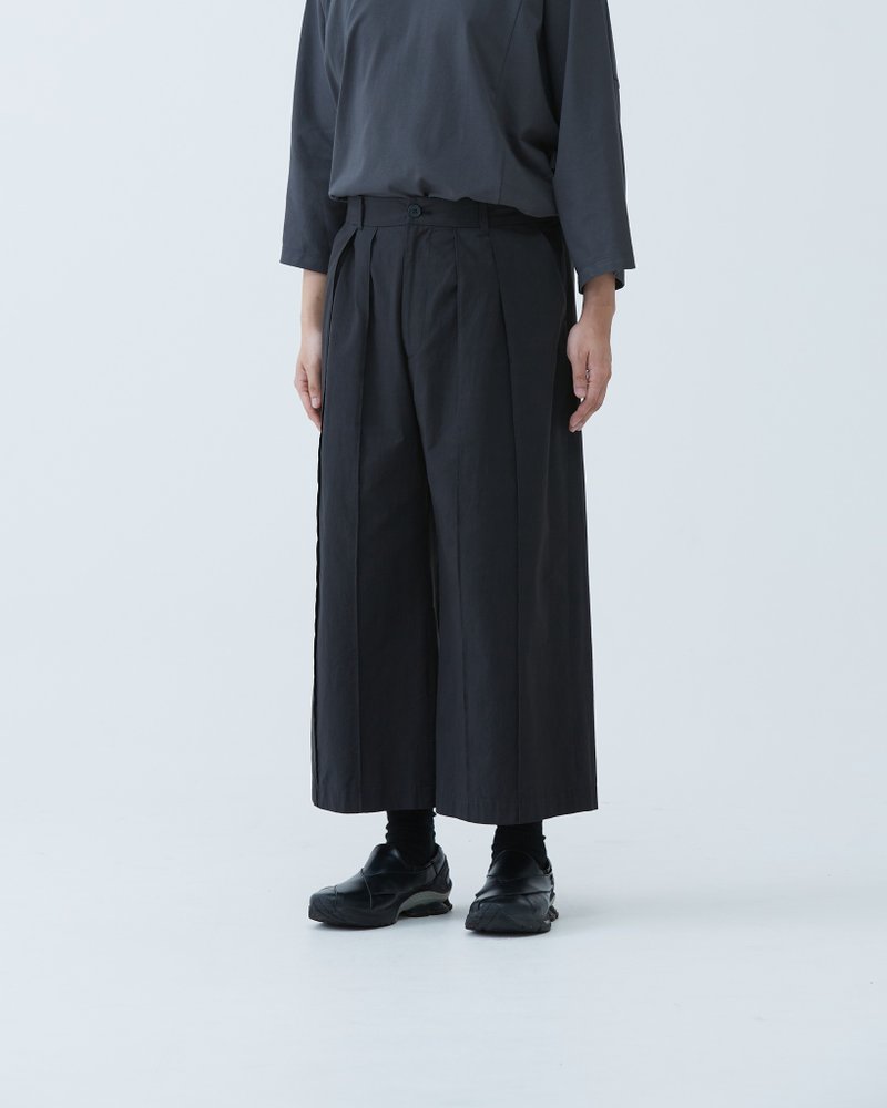 线褶宽裤 Pleats Hakama - 男士长裤 - 棉 黑色