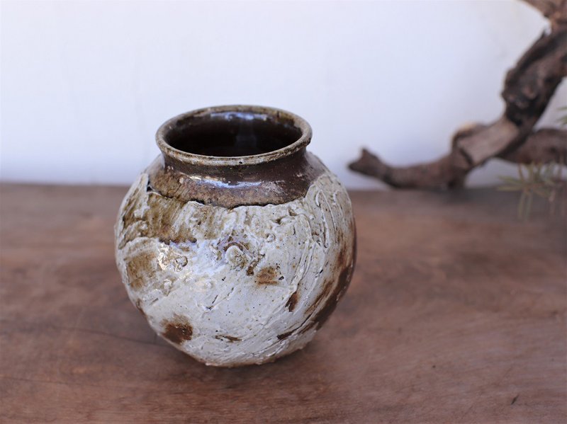 Bizen ware flower lover case h3-111 - 花瓶/陶器 - 陶 咖啡色