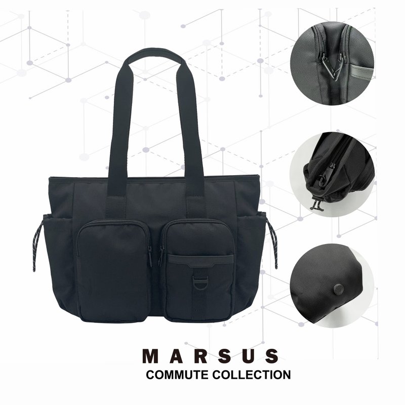 MARSUS COMMUTE TOTE 尼龙百搭防泼水手提托特包 / 防盗 - 手提包/手提袋 - 聚酯纤维 黑色