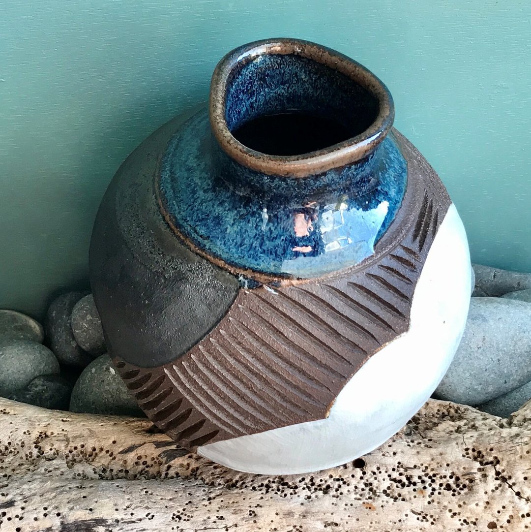 三色异质陶烧花瓶 陶器花瓶 水瓶 摆饰 艺术品 - 花瓶/陶器 - 陶 多色