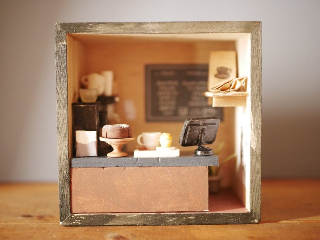 微型咖啡店内部 - 摆饰 - 木头 黑色