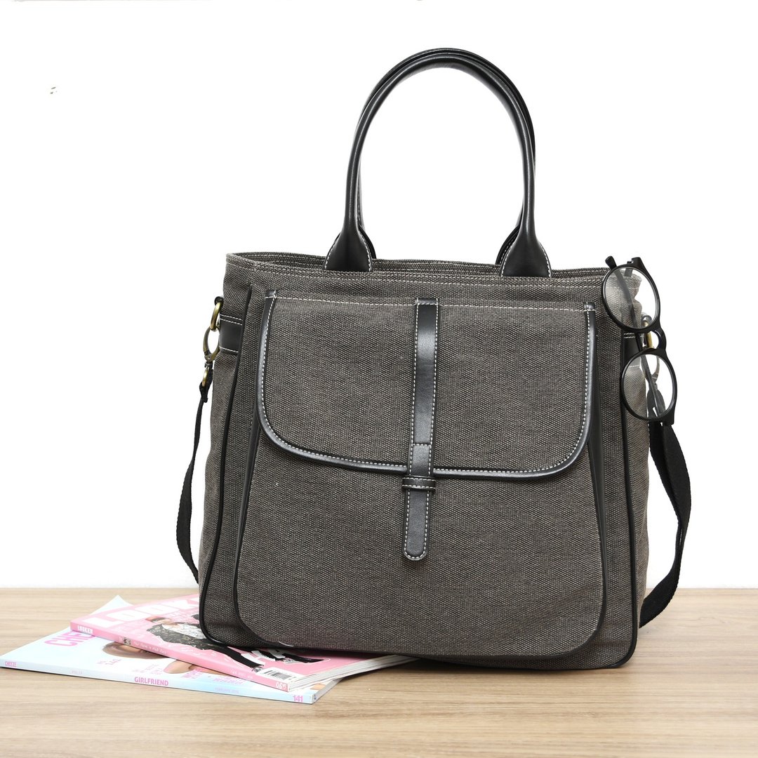 Common Tote&amp;Shoulder bag - smoke brown - 手提包/手提袋 - 棉．麻 咖啡色