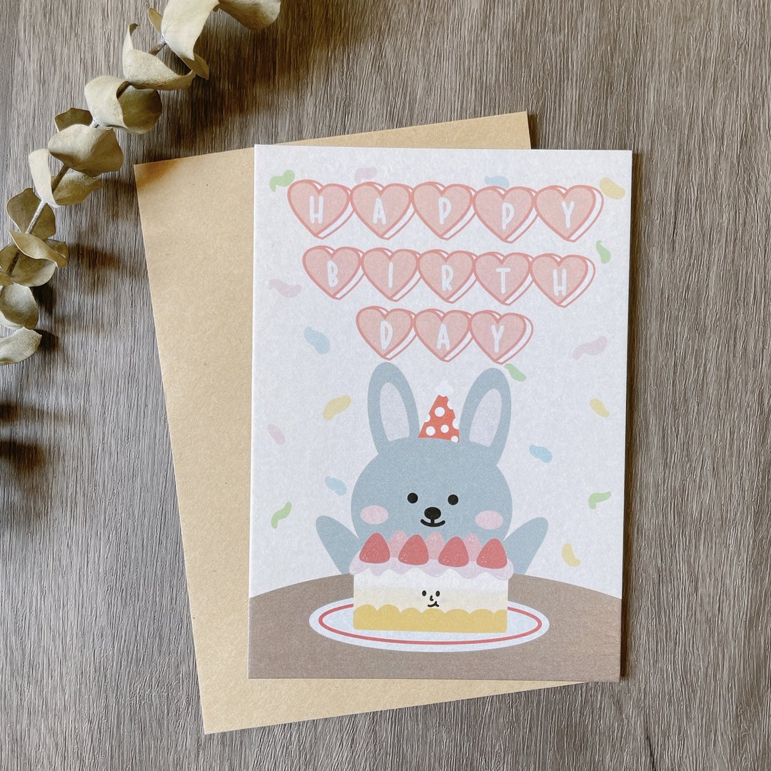 #22 _smallthings 小兔生日卡 - 卡片/明信片 - 纸 灰色