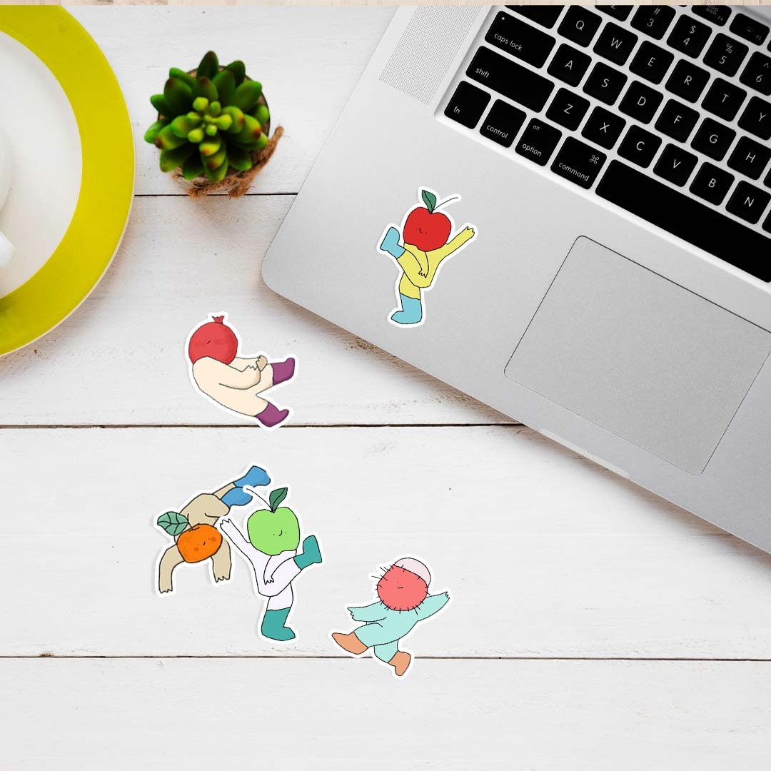 Christmas Gift Wrapping Fruit sticker set, size 5x5 cm. - 贴纸 - 纸 绿色