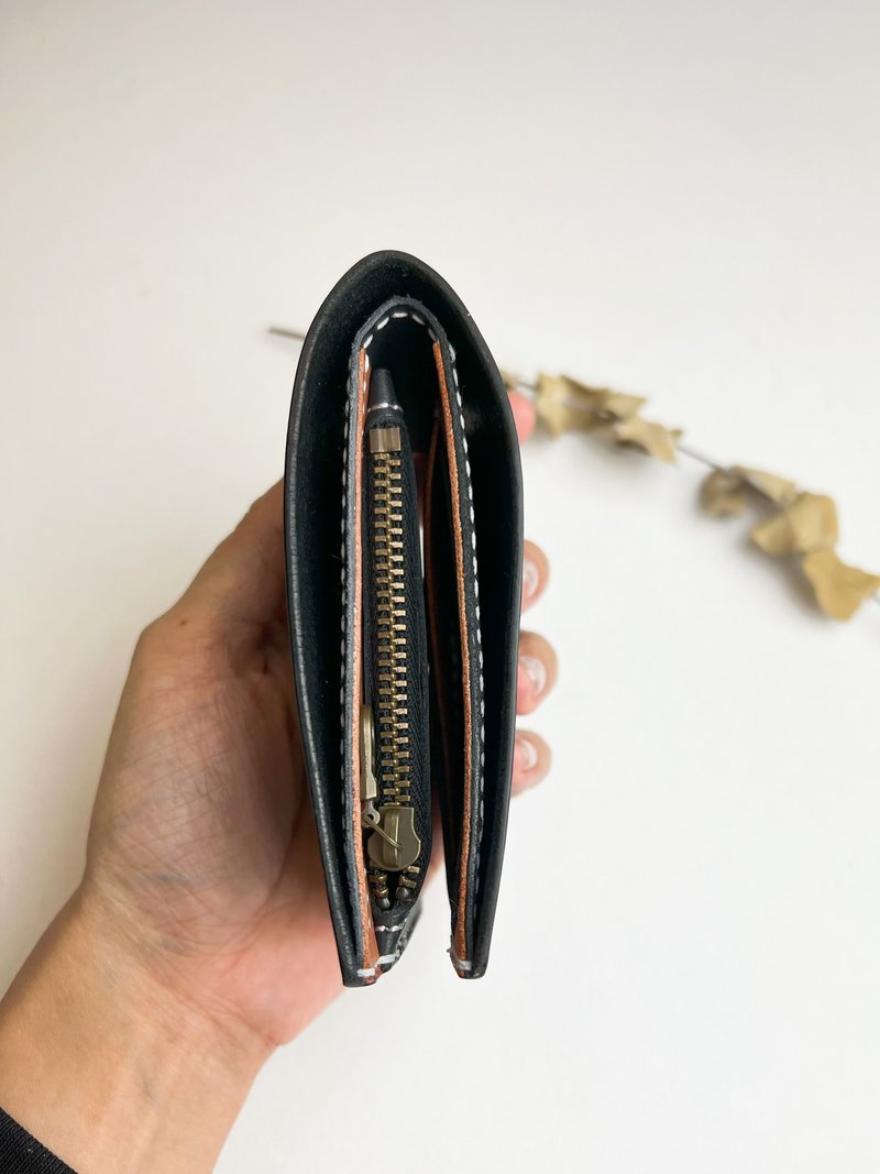 【免费刻名】撞色拉链袋短夹 l 自由配色 l 免费刻字 l - 皮夹/钱包 - 真皮 咖啡色