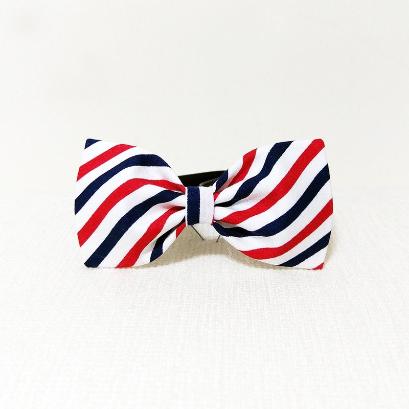 Ella Wang Design Bowtie 宠物 领结  猫 狗 红蓝白 条纹 绅士 - 项圈/牵绳 - 棉．麻 红色