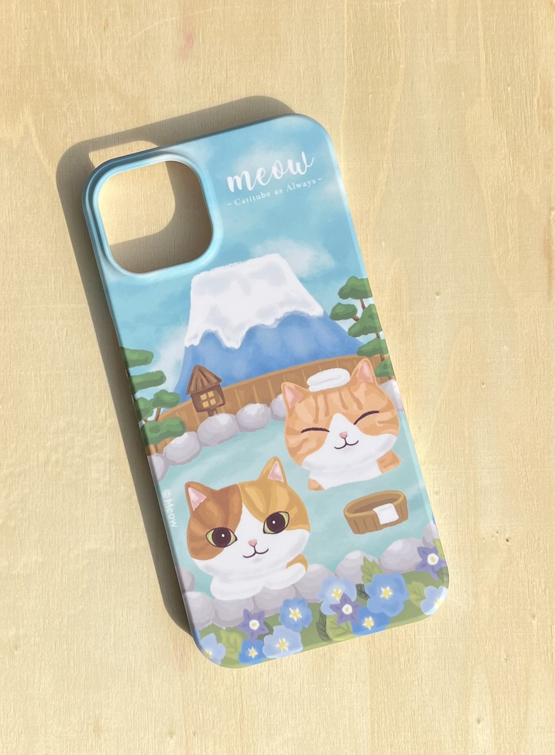 Meow温泉下浸温泉的猫猫电话壳 - 可定制不同电话型号 - 手机壳/手机套 - 其他材质 蓝色