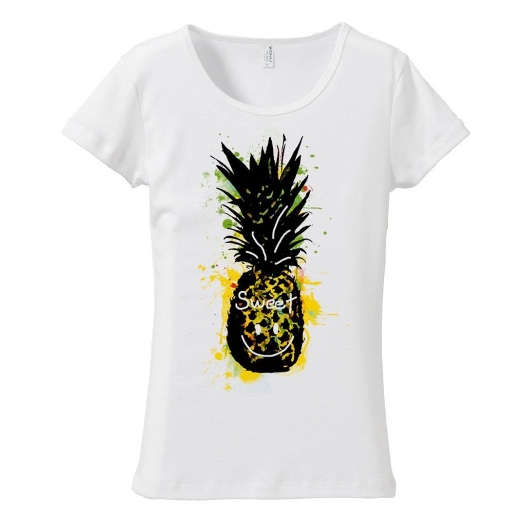 [女装 T 恤] Sweet pineapple - 女装 T 恤 - 棉．麻 白色
