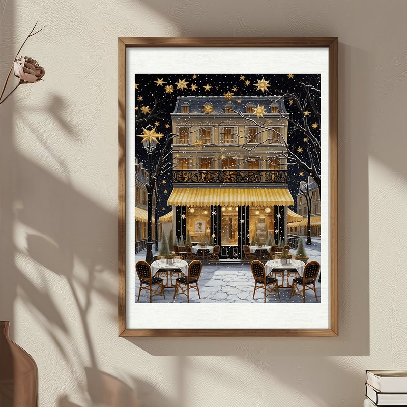 耶诞城市风格 / 巴黎星光咖啡馆 圣诞挂画 海报 无框画 - 海报/装饰画/版画 - 纸 