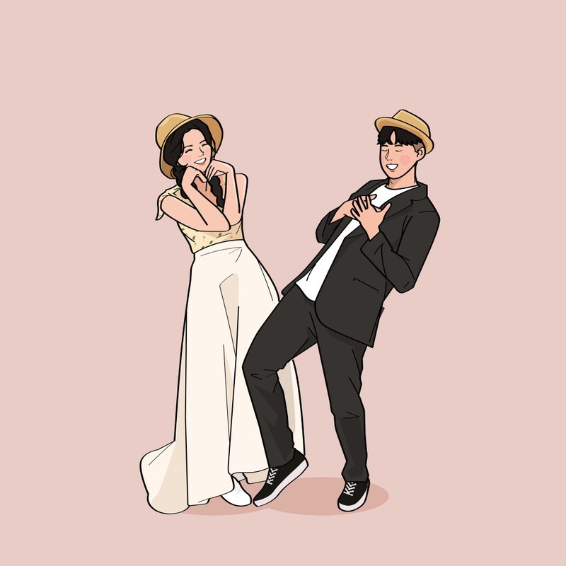 Zark 似颜绘 情侣 约会 情人节电子档可爱插画人像画像【定制化】 - 电子手绘真人画像/绘画/插画 - 其他材质 