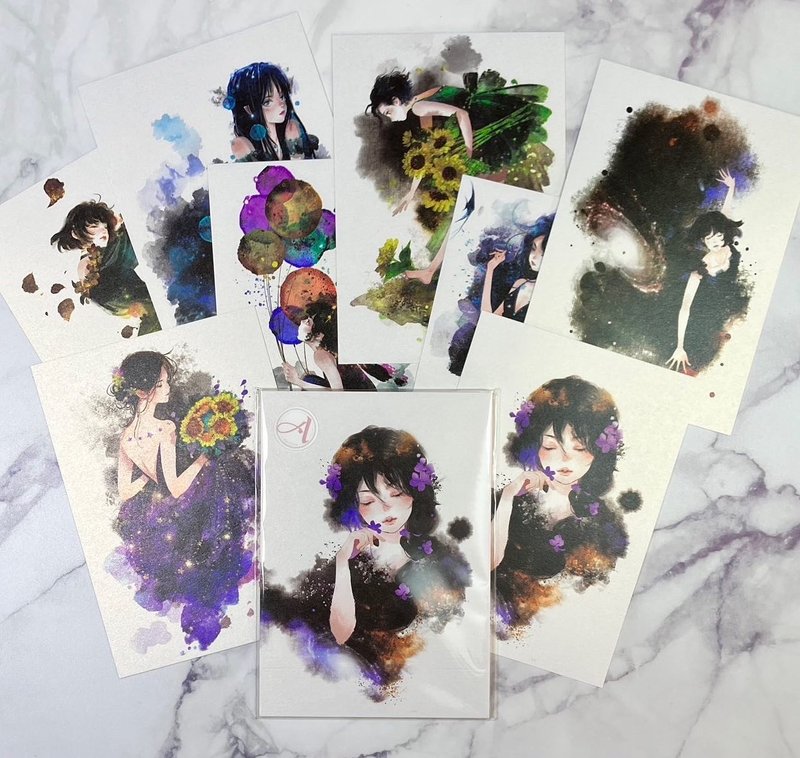 星辰少女 套组卡片A - 卡片/明信片 - 纸 紫色