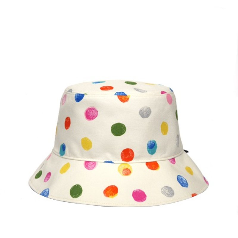 水彩点点双面渔夫帽-米白 - 帽子 - 其他材质 白色