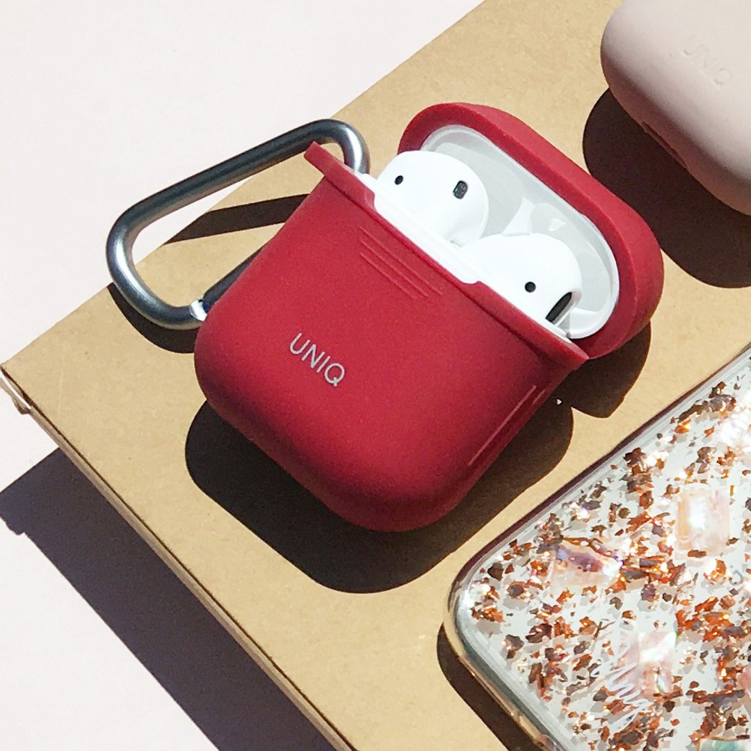 AirPods Vencer全包硅胶保护套 配挂钩防丢线-红色 - 手机配件 - 硅胶 红色