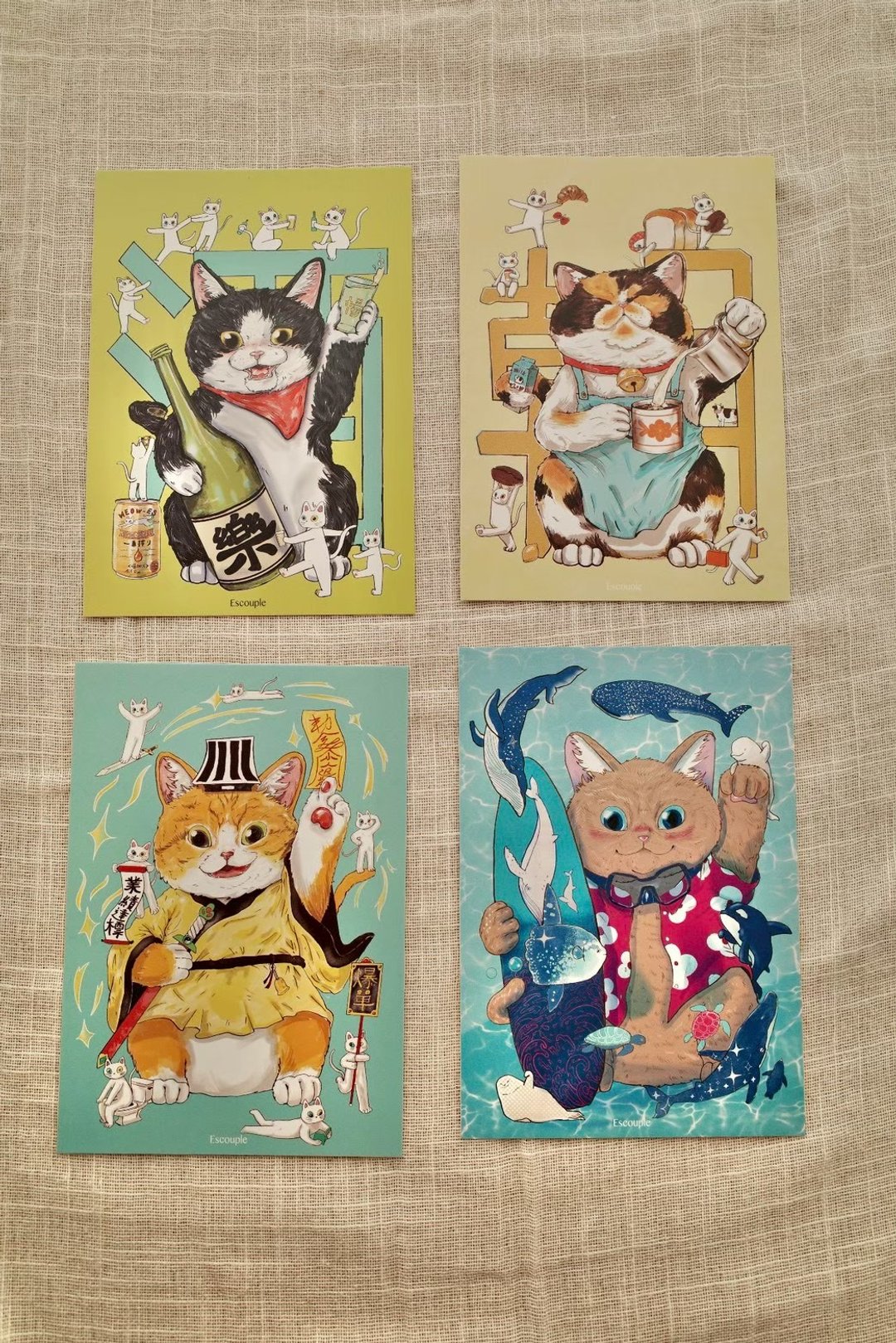 猫咪明信片 (4 款) - 卡片/明信片 - 纸 