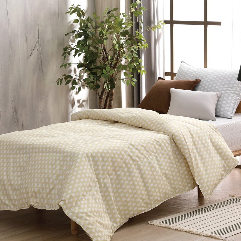 单人/十月被/可机洗、免被套、盖一整年的好被子-格纹黄 - 被子/毛毯 - 羽绒 