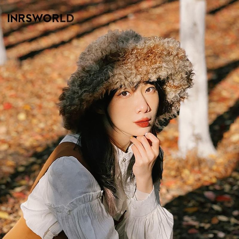 INRSWORLD 悉心界 扎染毛茸茸渔夫帽 - 帽子 - 聚酯纤维 咖啡色