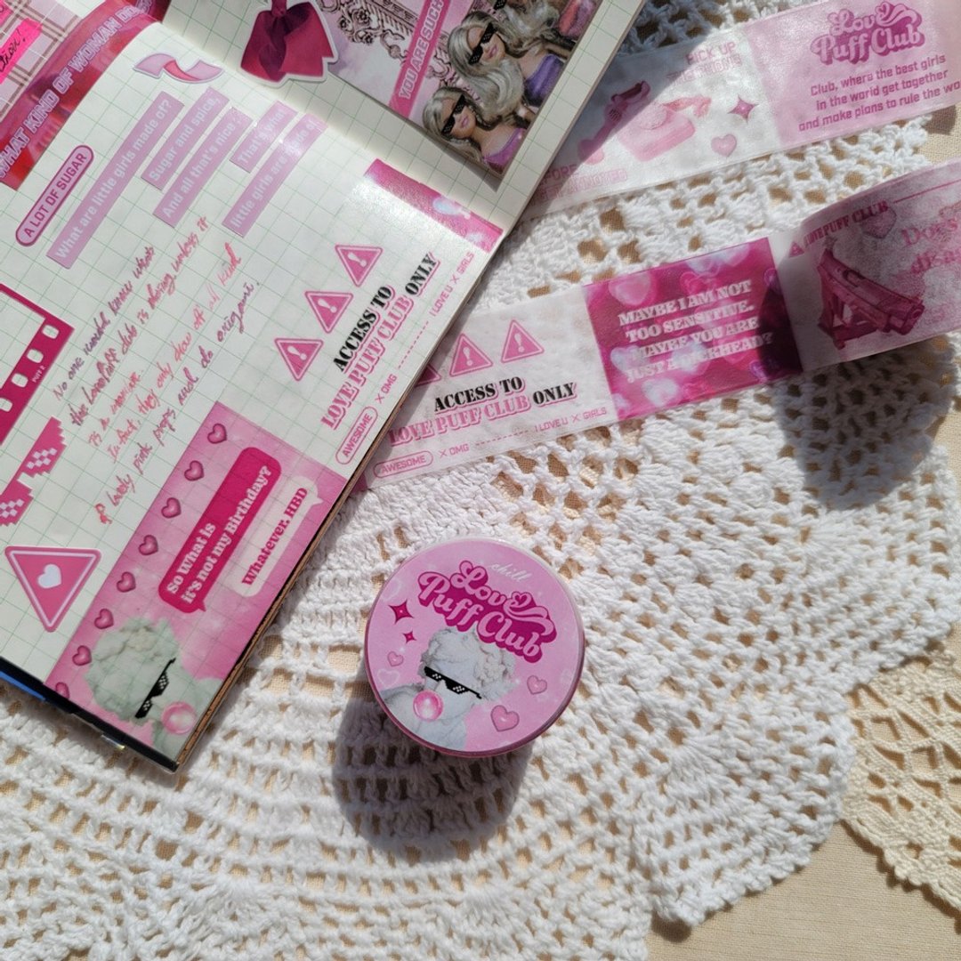 LovePuffClub 宽版和纸胶带 - 纸胶带 - 纸 粉红色